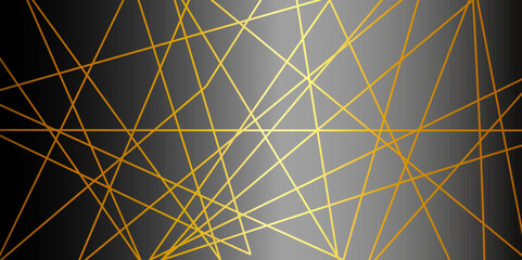 Abstract luxury gold geometric random chaotic lines with many squares and triangles shape on grey background.	
