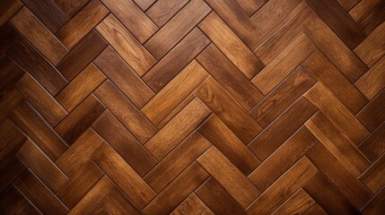 Brown wooden parquet flooring with a natural, textured pattern, generative ai