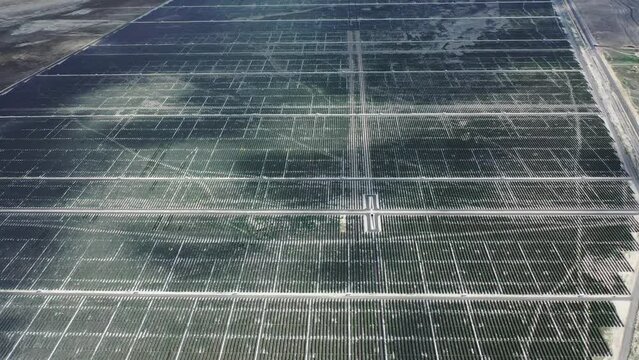 Aerial video of the largest solar station in Europe. Karapinar 4K