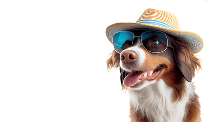 dog wearing sunglasses on a transparent background. AI generator