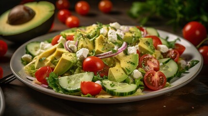 Generative AI of Mouthwatering Creamy Avocado Salad