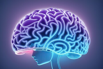 Fototapeta premium 3D Human brain medical digital illustration futuristic anatomy, generative ai