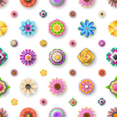 Fototapeta premium Seamless Pattern Abstract Elements Different Flower Plant Botanic Vector Design Style Background Illustration Texture For Prints Textiles, Clothing, Gift Wrap, Wallpaper, Pastel
