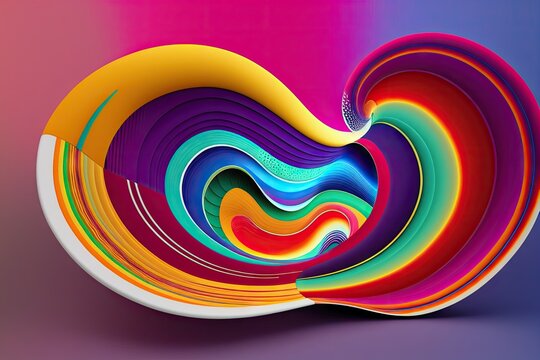 rainbow image of a multicolored wave, generative ai