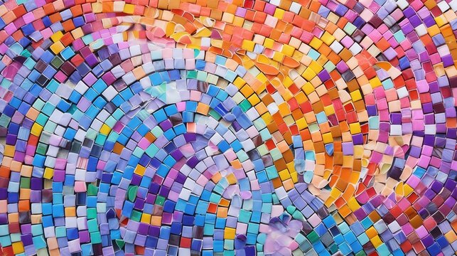 Vibrant, multicolored mosaic tile pattern for a bold background, generative ai