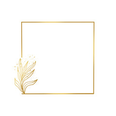 Gold square frame and leaf. - 600183641