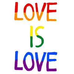 Rainbow  love text oil brush paint.LGBT  Pride month watercolor texture concept.Vector illustration. 
