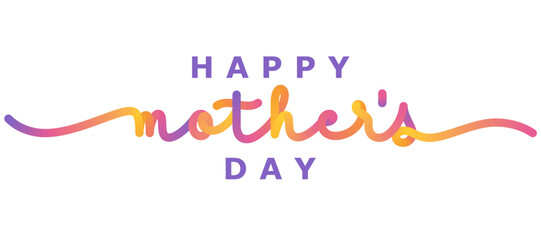 HAPPY MOTHER'S DAY vector monoline calligraphy with colorful gradient