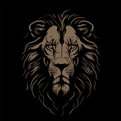 Fototapeta na wymiar A black background with a lion's head on it.