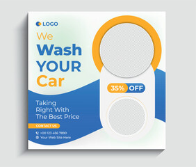 Car washing service creative social media banner design