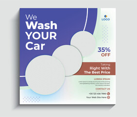 Car washing service creative social media banner design