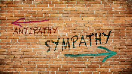 Street Sign to Sympathy versus Antipathy - obrazy, fototapety, plakaty