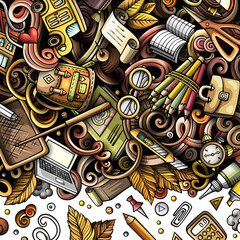 Back to School detailed cartoon border illustration