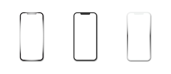 Mockup smartphone. Mobile phone with blank screen. Vector illustration.