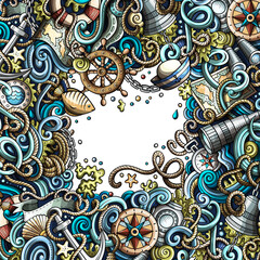 Nautical detailed cartoon border illustration