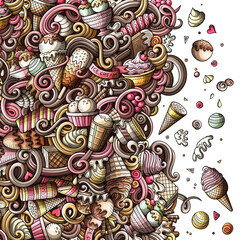 Fototapeta premium Ice Cream detailed cartoon border illustration