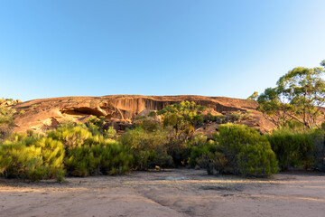a spectacular view of the large granite outcrop on the Baladjie Lake, Baladjie Rock, Westonia Shire, Western Australia, Autralia, Ozeanien