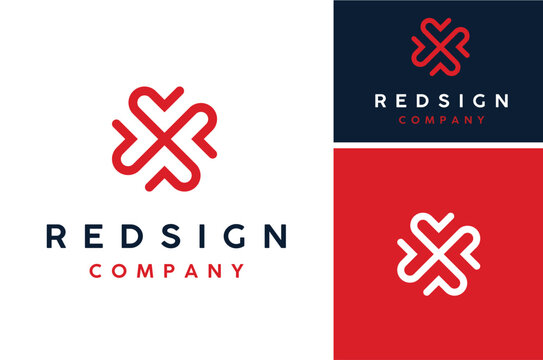 Initial Letter R S, SR RS Monogram Cross logo design	
