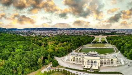 Foto op Plexiglas Schonbrunn Palace aerial panoramic view in Vienna, Austria. Schloss Schoenbrunn is an imperial summer residence © jovannig
