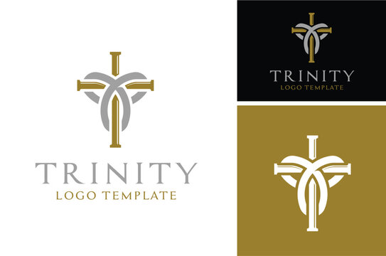 Crucifix Christian symbol, Jesus Christ Cross church with Trinity Celtic Knot Catholic logo design