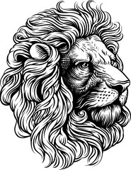 Lion Lions Head Woodcut Vintage Engraved Style