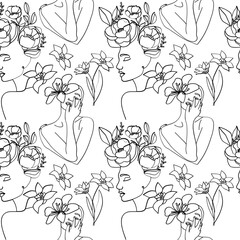 Woman Faces Seamless Pattern