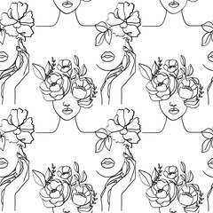 Woman Faces Seamless Pattern