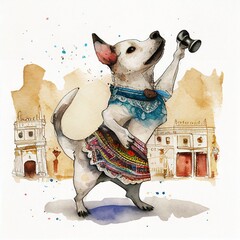 Cute dog dancing flamenco