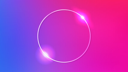 Neon circle frame with shining effects