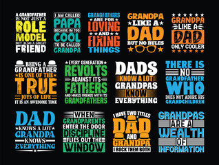 Grandpa T shirt Design Bundle, Quotes about Grandparents Day, Grandfather T shirt, Grandad typography T shirt design Collection