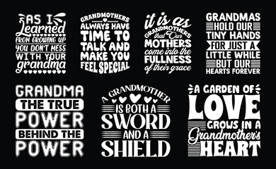 Fototapeta premium Grandma T shirt Design Bundle, Quotes about Grandparents Day, Grandmother T shirt, Grandma typography T shirt design Collection