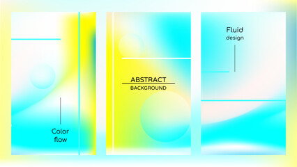 Abstract holographic poster with gradient mesh and pearlescent spheres. Iridescent graphic design set template for cover, voucher, banner, wallpaper, presentation, web, ui. Trendy vector background