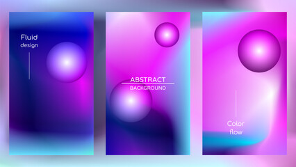 Abstract holographic poster with gradient mesh and pearlescent spheres. Iridescent graphic design set template for cover, voucher, banner, wallpaper, presentation, web, ui. Trendy vector background