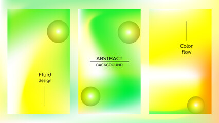 Abstract holographic poster with gradient mesh and pearlescent spheres. Iridescent graphic design set template for cover, voucher, banner, wallpaper, presentation, web, ui. Trendy vector background