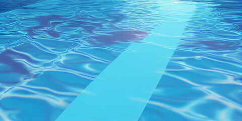 Fototapeta na wymiar Clear swimming pool water with ripples, luminous, smooth surface, solarize. Generative AI