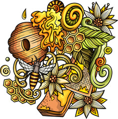 Sweet honey detailed cartoon illustration