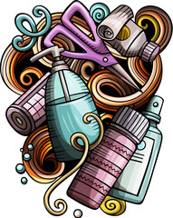 Hair Salon detailed cartoon illustration