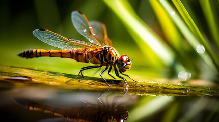 Dragonfly on a leaf
