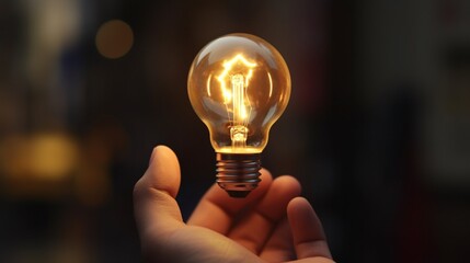 light bulb with hand template landscape background