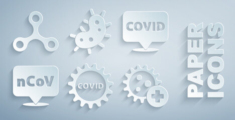 Set Corona virus covid-19, location, 2019-nCoV, Positive, Virus and icon. Vector