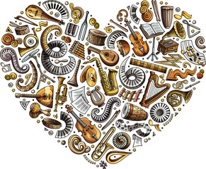 Classic music cartoon heart illustration