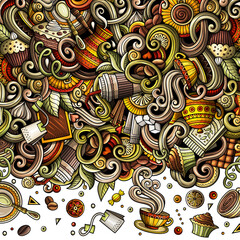 Cafe detailed cartoon border illustration