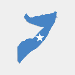 somalia map with flag on gray background