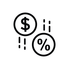 percentage commission icon, decrease in interest rate, brokerage, low price, reduce cost, sale percent tax, cashback, thin line symbol - editable stroke vector illustration