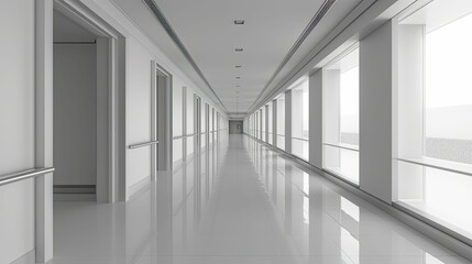empty modern hallway with clean lines, generative ai