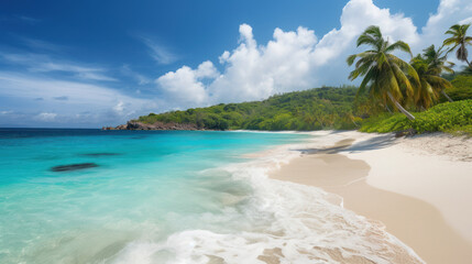 Fototapeta na wymiar Serenity on a Caribbean Beach. Generative AI
