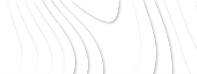 Abstract wavy line 3d paper cut white background. Topographic canyon geometric map relief texture with curved layers and shadow. Abstract realistic papercut decoration textured with wavy layers