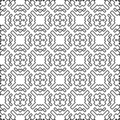 Geometric pattern of lines.  Black and white pattern for web page, textures, card, poster, fabric, textile.