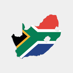 south africa map with flag on gray background
