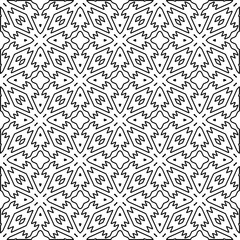 Geometric pattern of lines.  Black and white pattern for web page, textures, card, poster, fabric, textile.